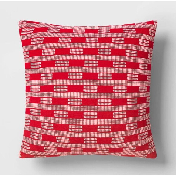 Threshold Other - Threshold Square Decorative Throw Pillow Cotton Christmas Decor Ivory/Red 24x24"